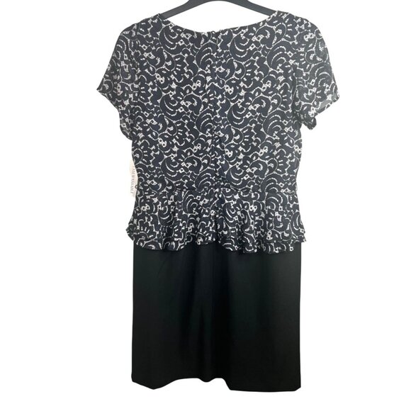 Shelby & Palmer Womens Short Sleeve Black & White Peplum Dress Size 12 - Picture 2 of 13